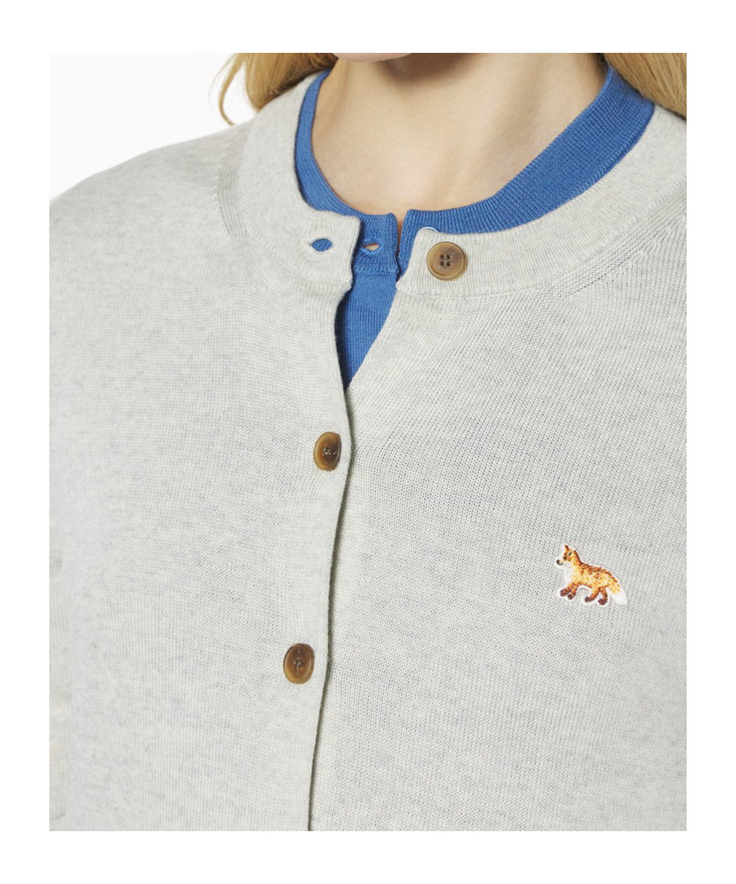 Maison Kitsuné Gray Bold Fox Head Cardigan In Gray