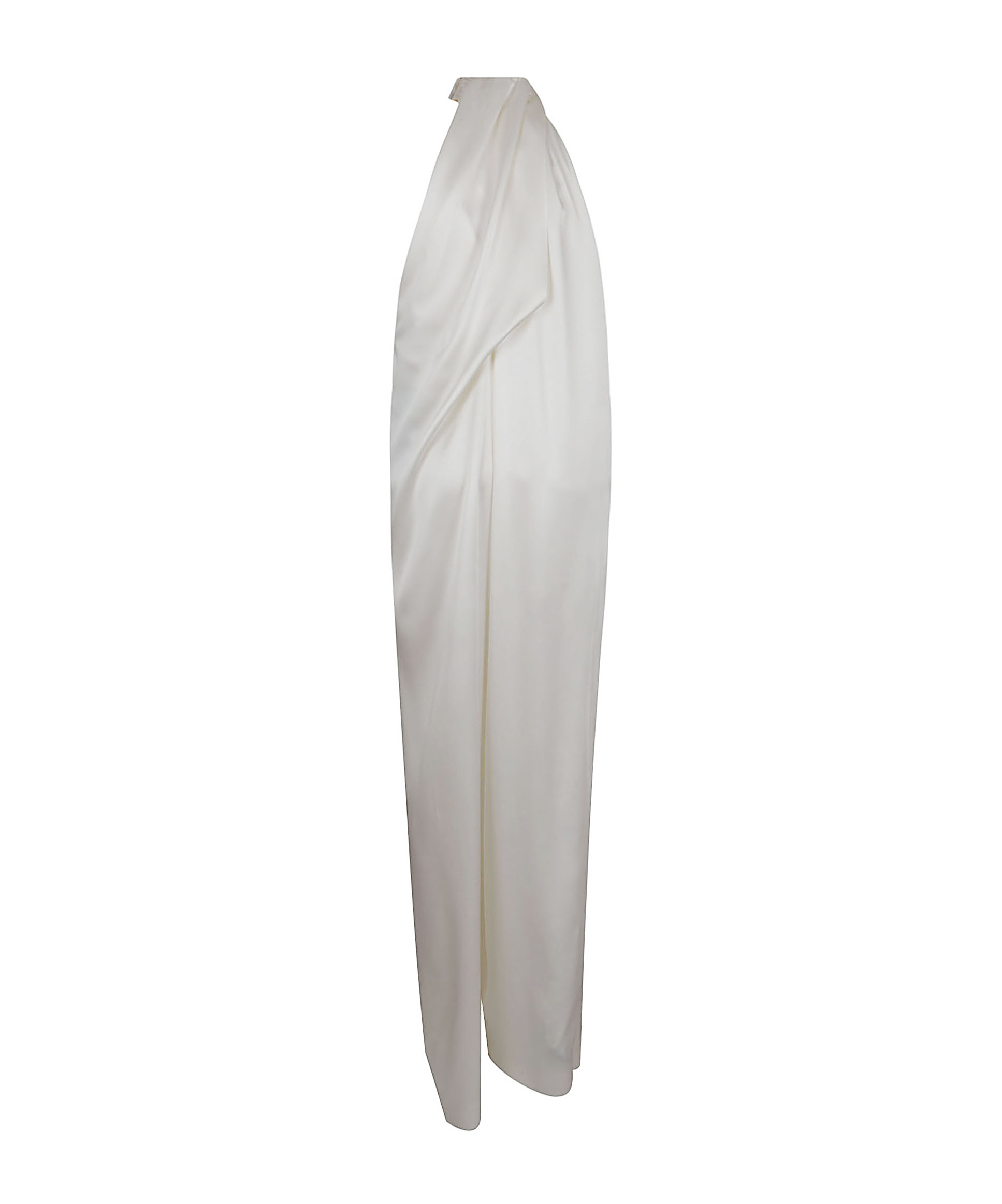 Stella Mccartney Shiny Satin Jumpsuit With Crossover Halterneck In White