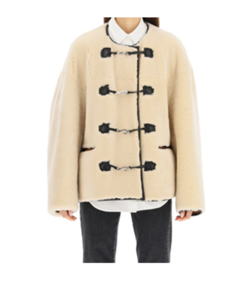 Shop Totême Teddy Shearling Jacket In Nude