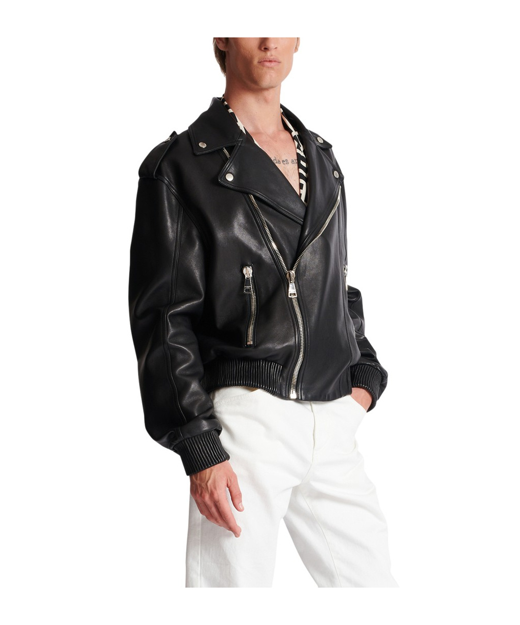 BALMAIN LONG SLEEVE LEATHER JACKET