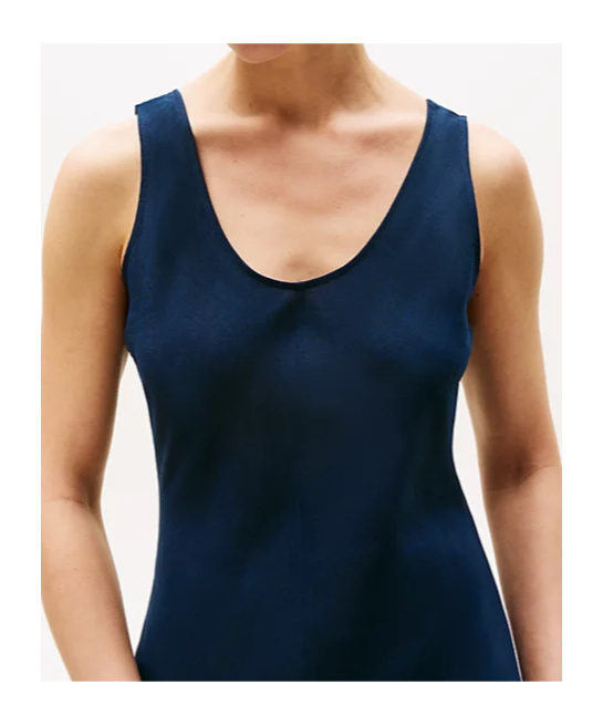 Tommy Hilfiger Linen Blend Maxi Dress In Dark Navy