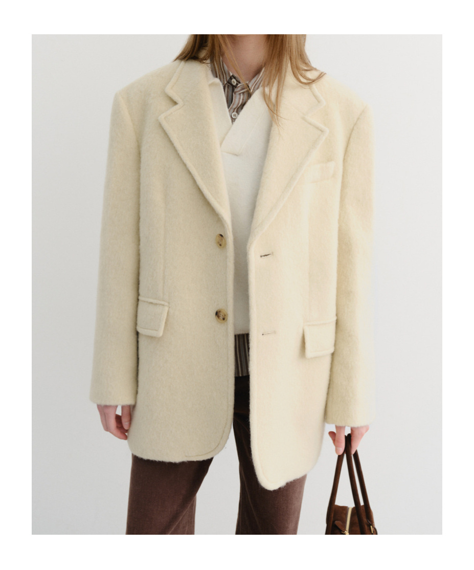 Dunst Unisex Alpaca Blazer Coat Butter Beige In Neutral