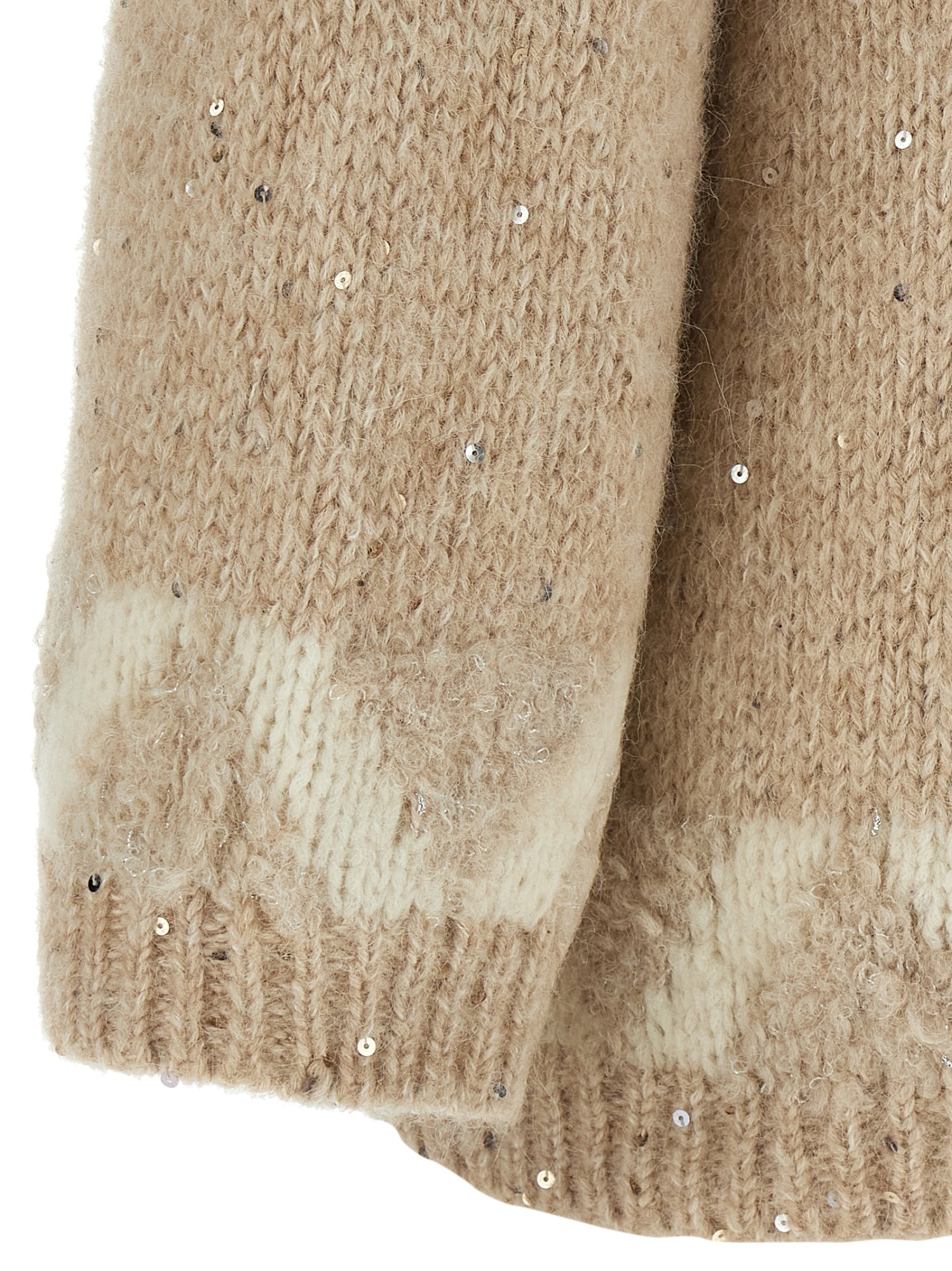 Peserico Sequin Embellished Textured Knit Sweater In Brown