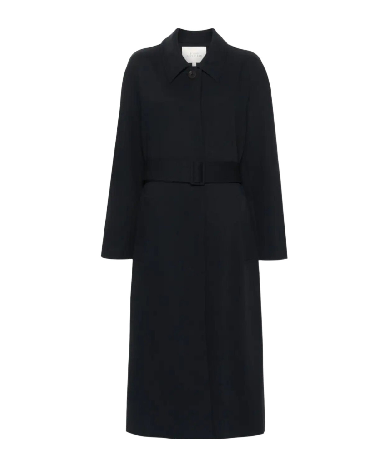Studio Nicholson Twill Maxi Trench Coat In Black