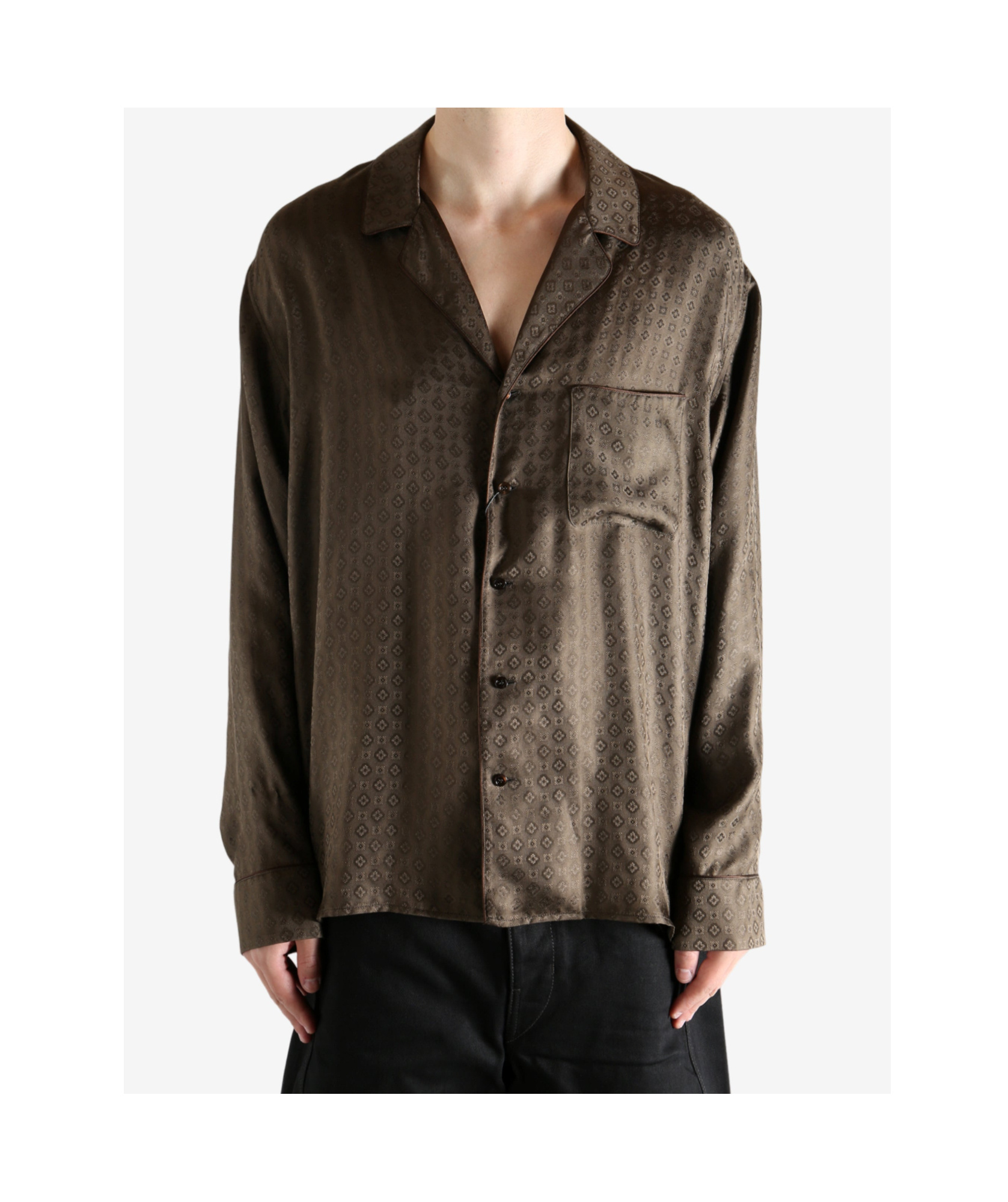 Saint Laurent Long-sleeved Pajama Shirt In Green