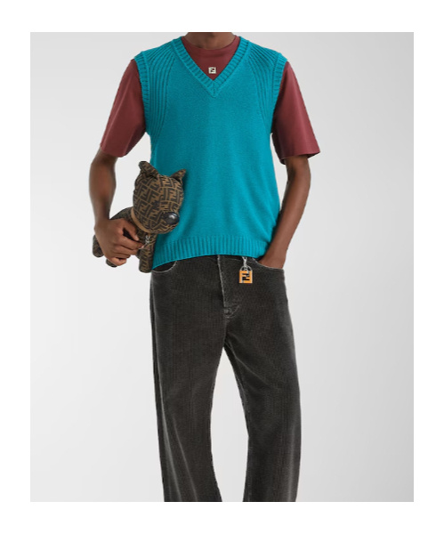 Fendi Ff Squared Key Ring In Metallic