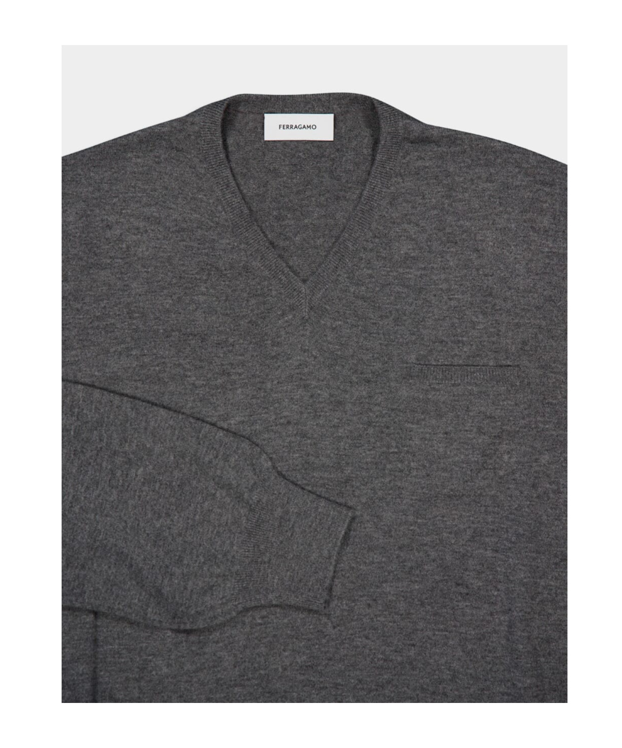 Ferragamo V-neck Wool Sweater In Gray