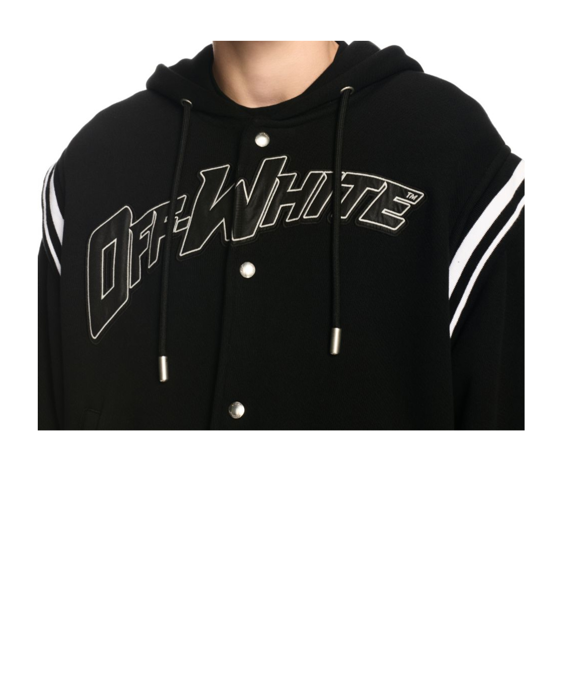 Off-white Black Varsity Sweatshirt With Press-stud Fastening And Bold Lettering In Black