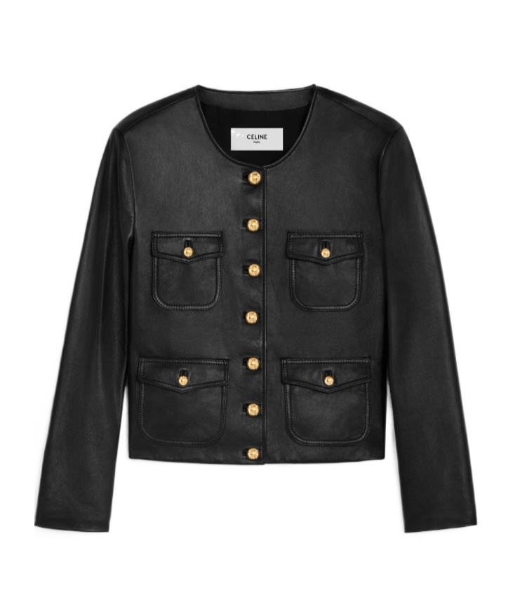 Celine Single-breasted Leather Jacket In Black