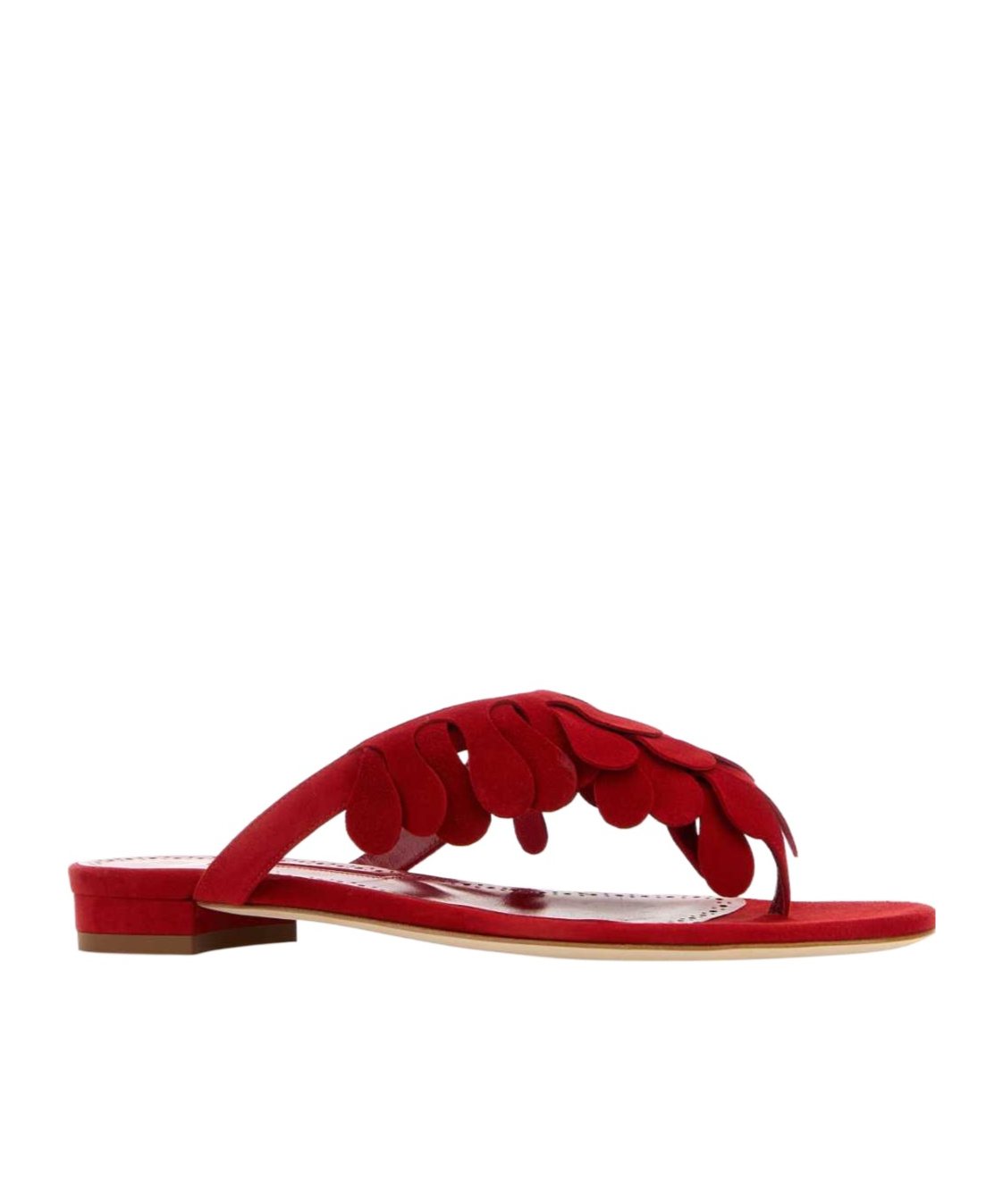 Manolo Blahnik Red Suede Tamako Thong Slippers In Red