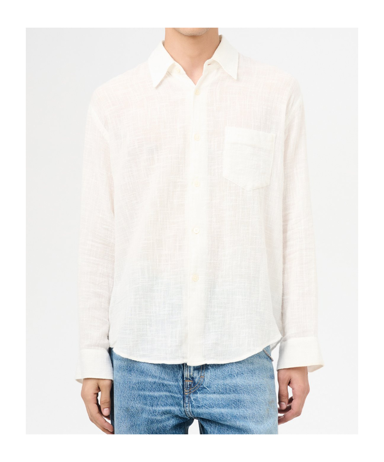 Our Legacy Off-white Coco Shirt With Point Collar And Mother Of Pearl Buttons In White