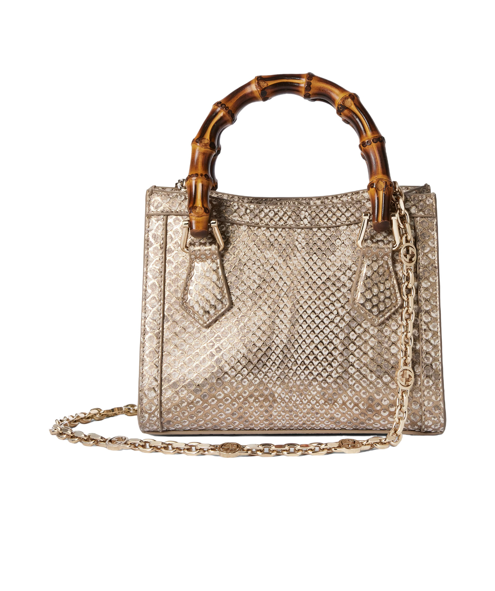 Gucci Diana Python Small Tote Bag In Gold