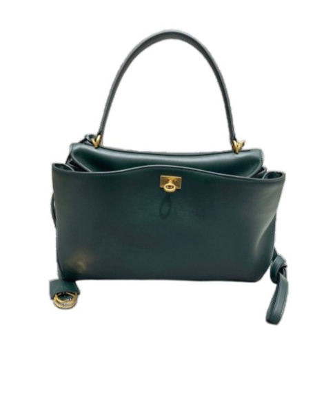 Balenciaga Rodeo Medium Leather Top-handle Bag In Green