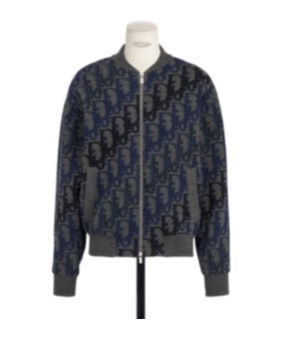 Dior Logo Graphic Zip-up Casual Jacket In Black