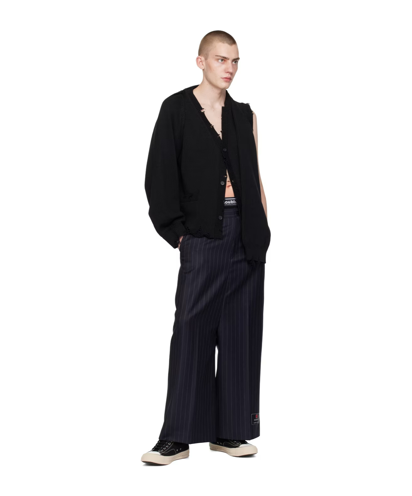Doublet Asymmetrical Making Of Old Cardigans In Black