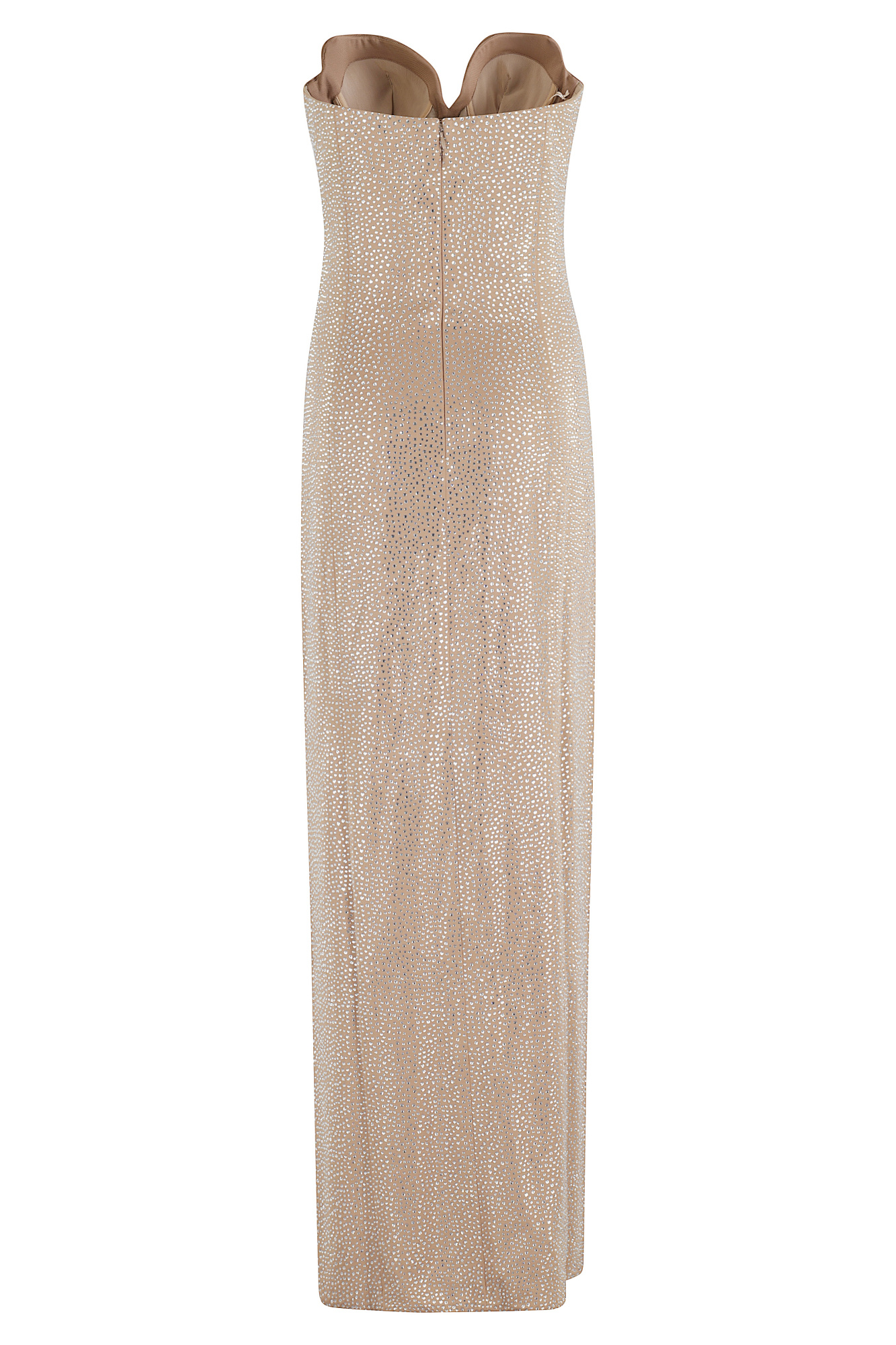 Giuseppe Di Morabito Strapless Sweetheart Long Dress With All-over Rhinestones In Brown