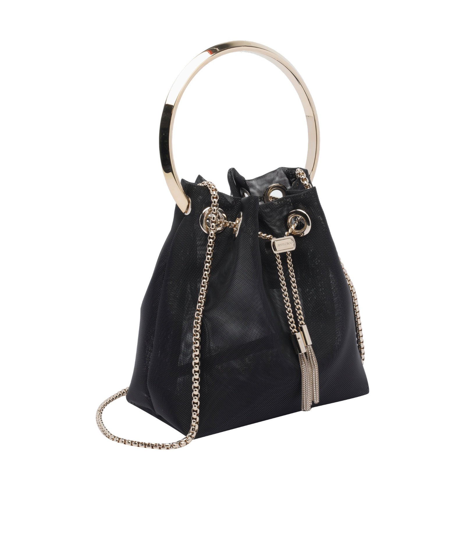 Jimmy Choo Mesh Bon Bon Top-handle Bag In Black