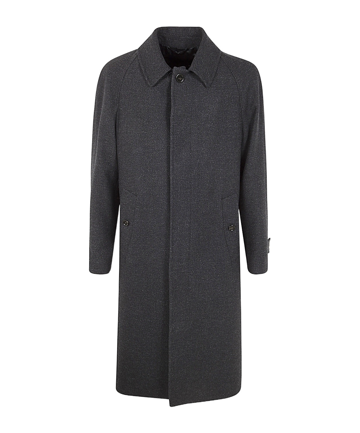 Lardini Classic Wool Blend Overcoat For Men In Black