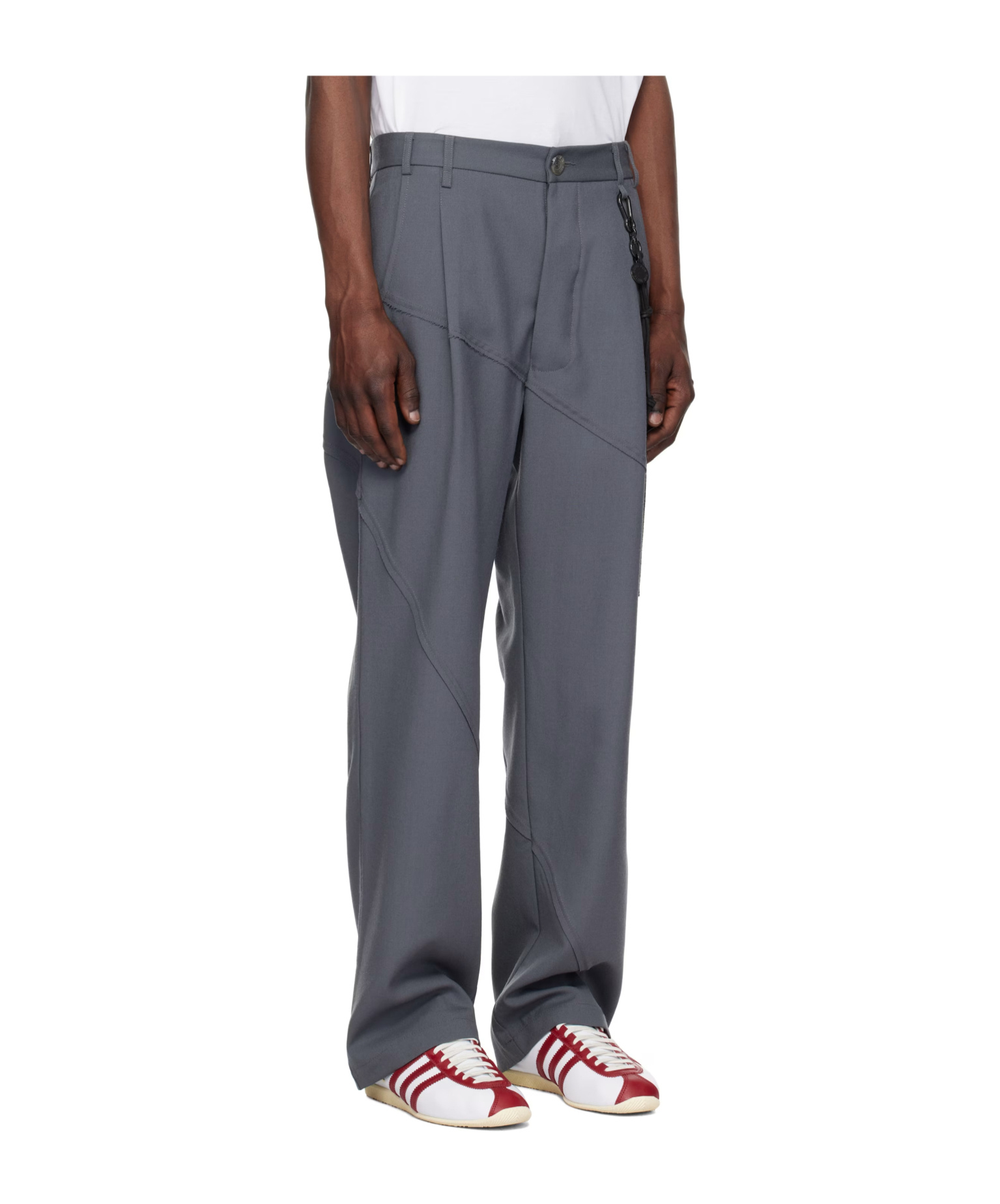 Song For The Mute Gray Slash Loose Pleated Trousers In Blue