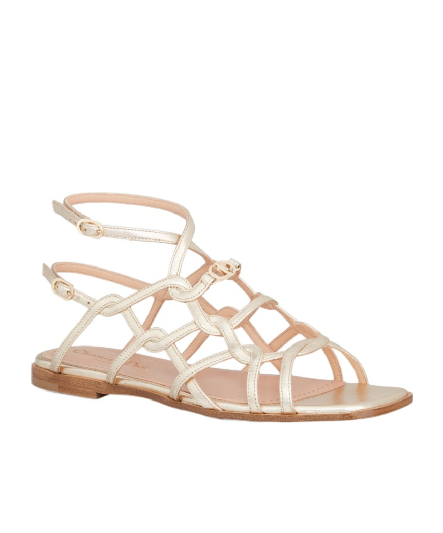 Dior Logo Flat Sandals In Nude