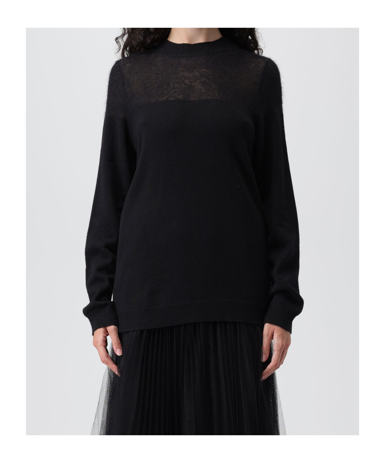 Fabiana Filippi Panelled Crewneck Jumper In Black