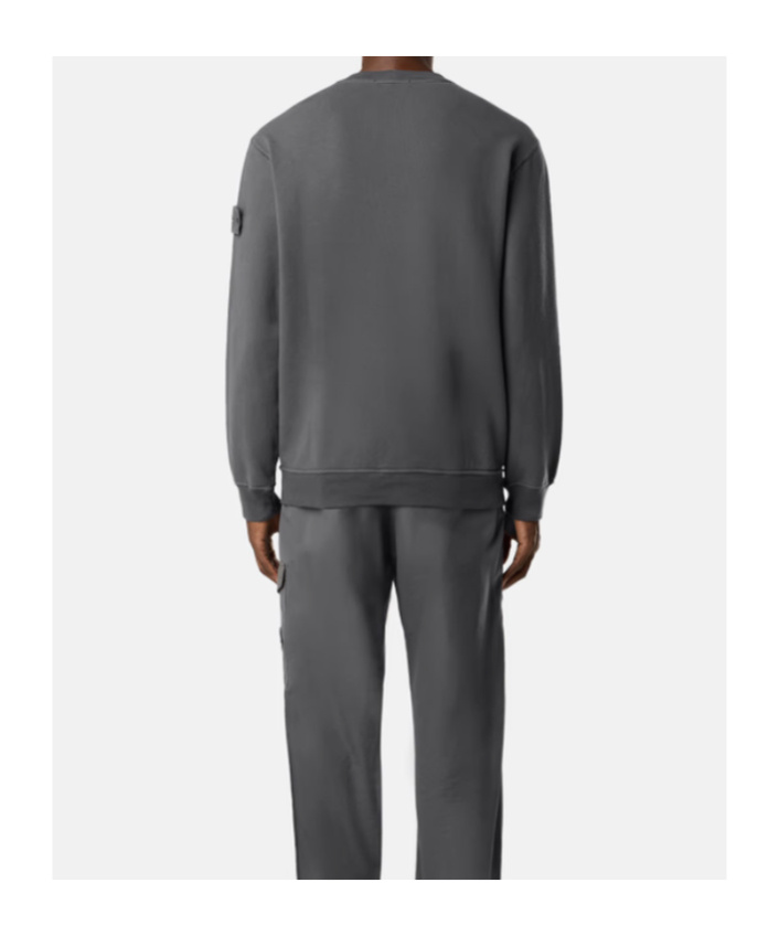 Stone Island Comfort-fit Crewneck Sweatshirt With Ribbed Trims In Gray