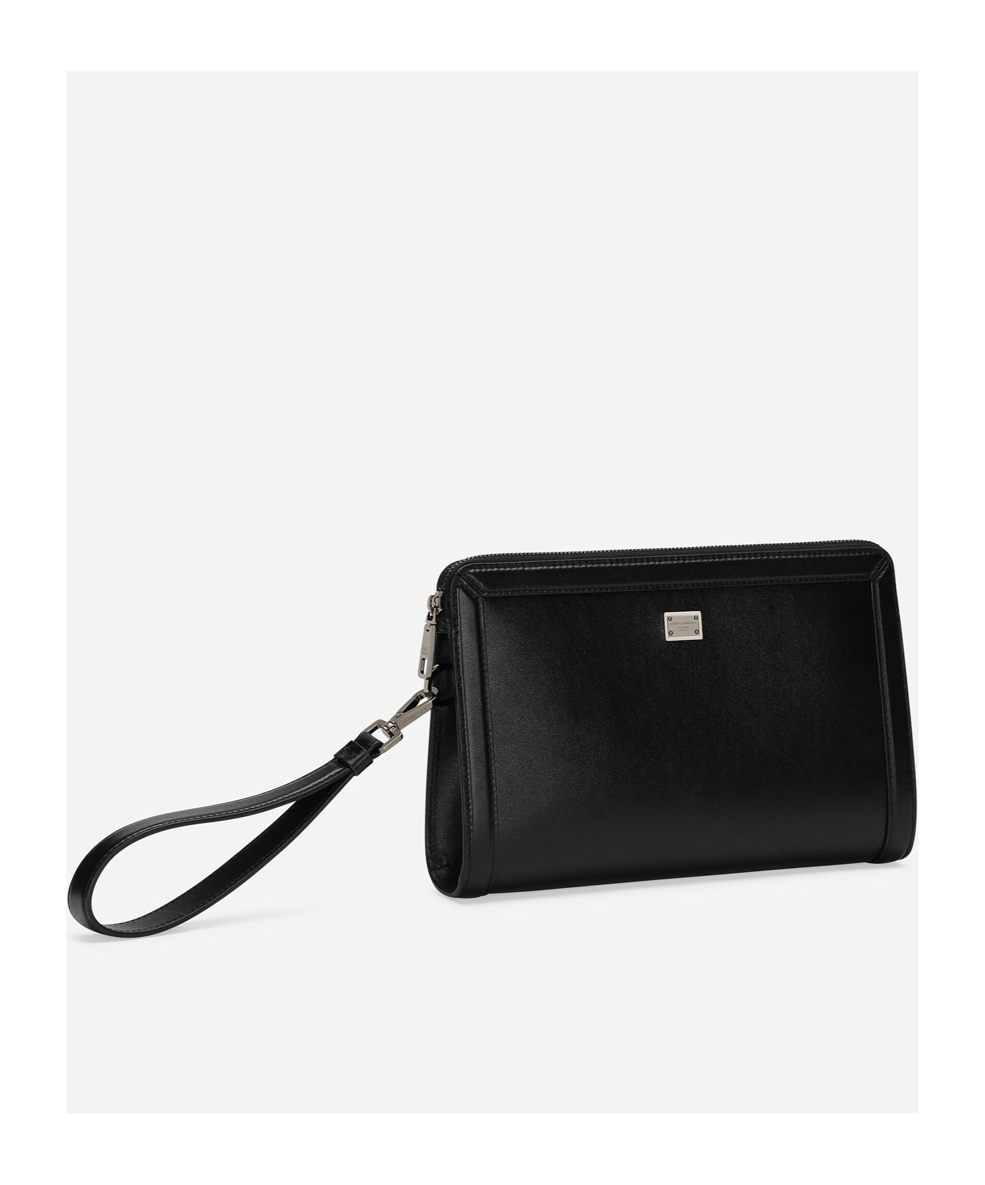 Dolce & Gabbana Black Clutch With Removable Wrist Strap And Logo Plaque On The Front In Black
