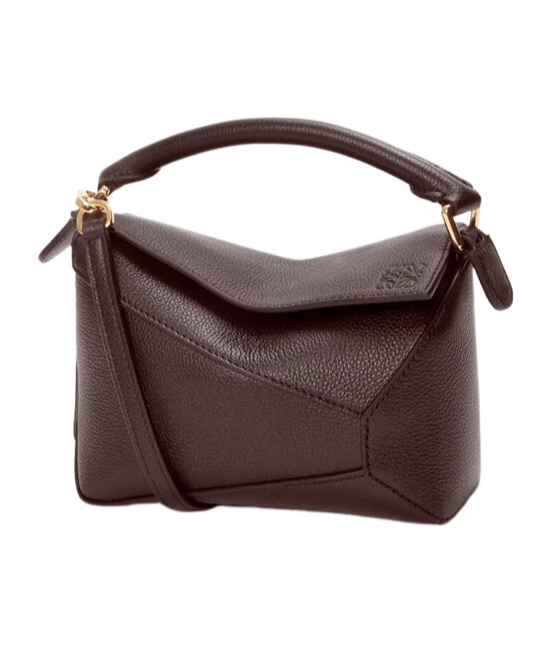 Loewe Puzzle Edge Mini Leather Handbag In Brown