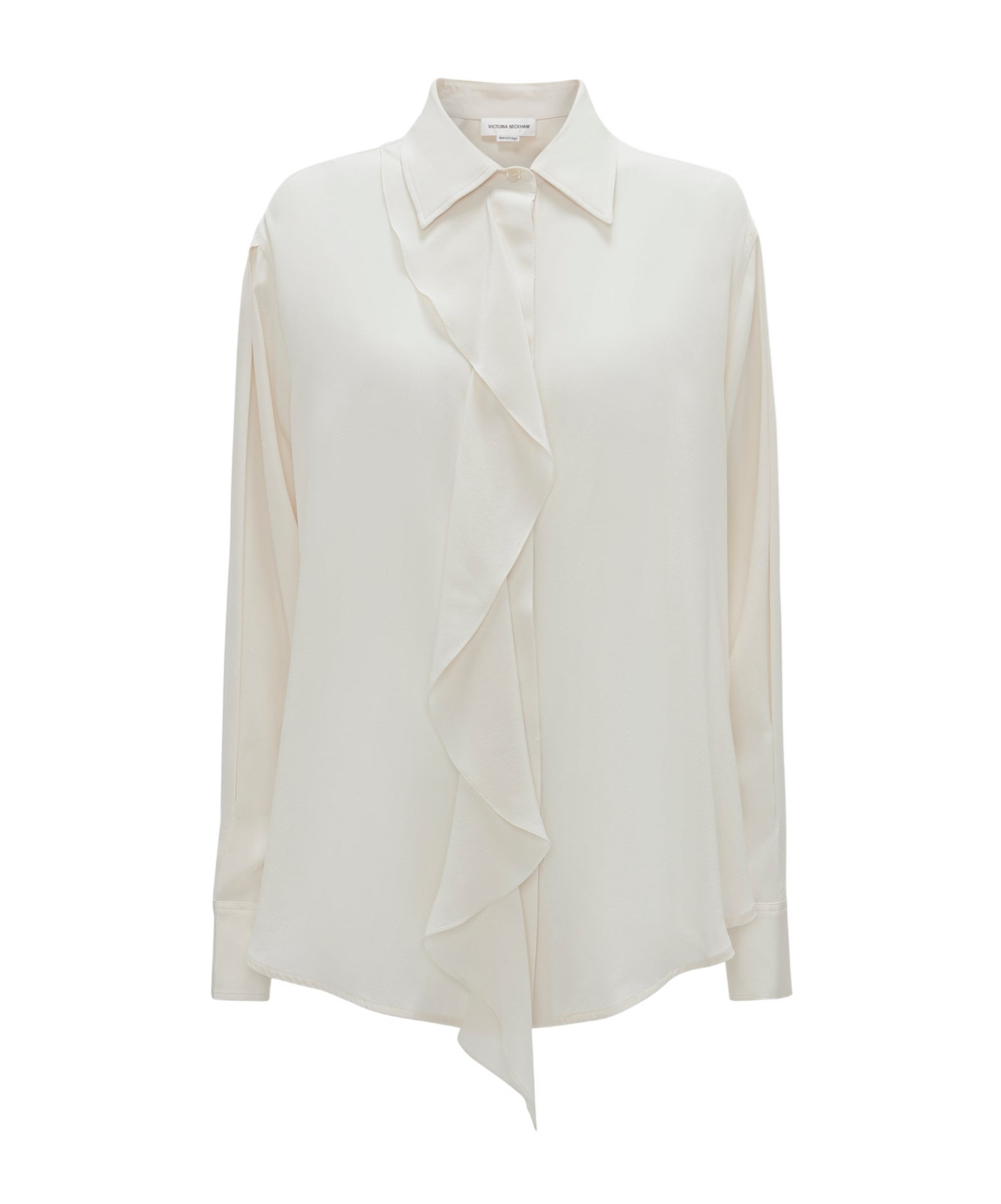 Victoria Beckham Womens Ivory Ruffle-trim Silk Blouse In White