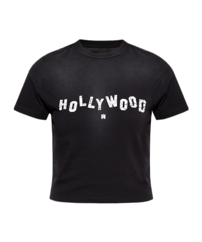 Amiri Hollywood Printed Cropped T In Black