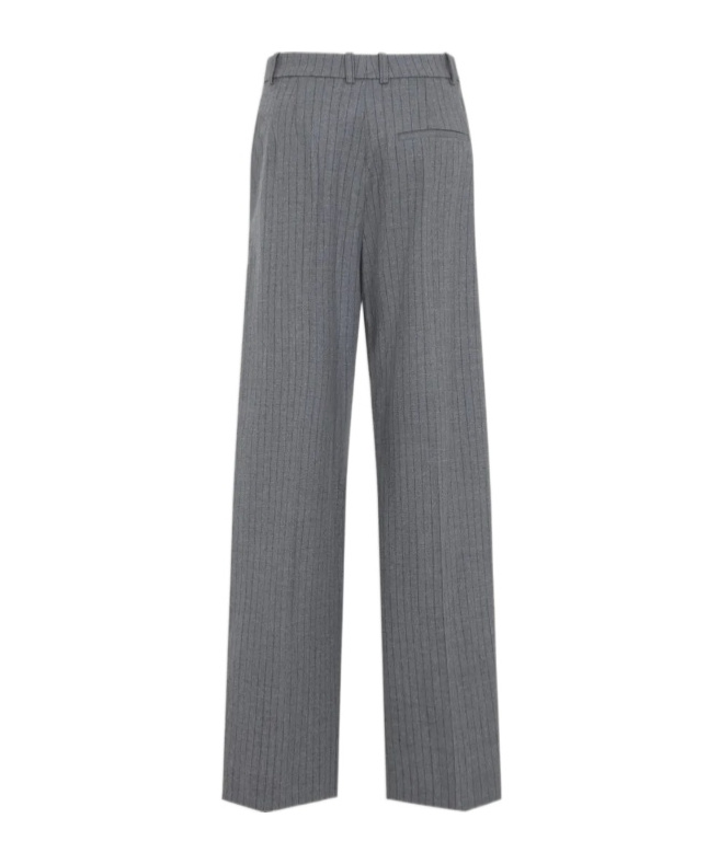 The Frankie Shop Striped Wide Leg Trousers With Belt Loops In Gray