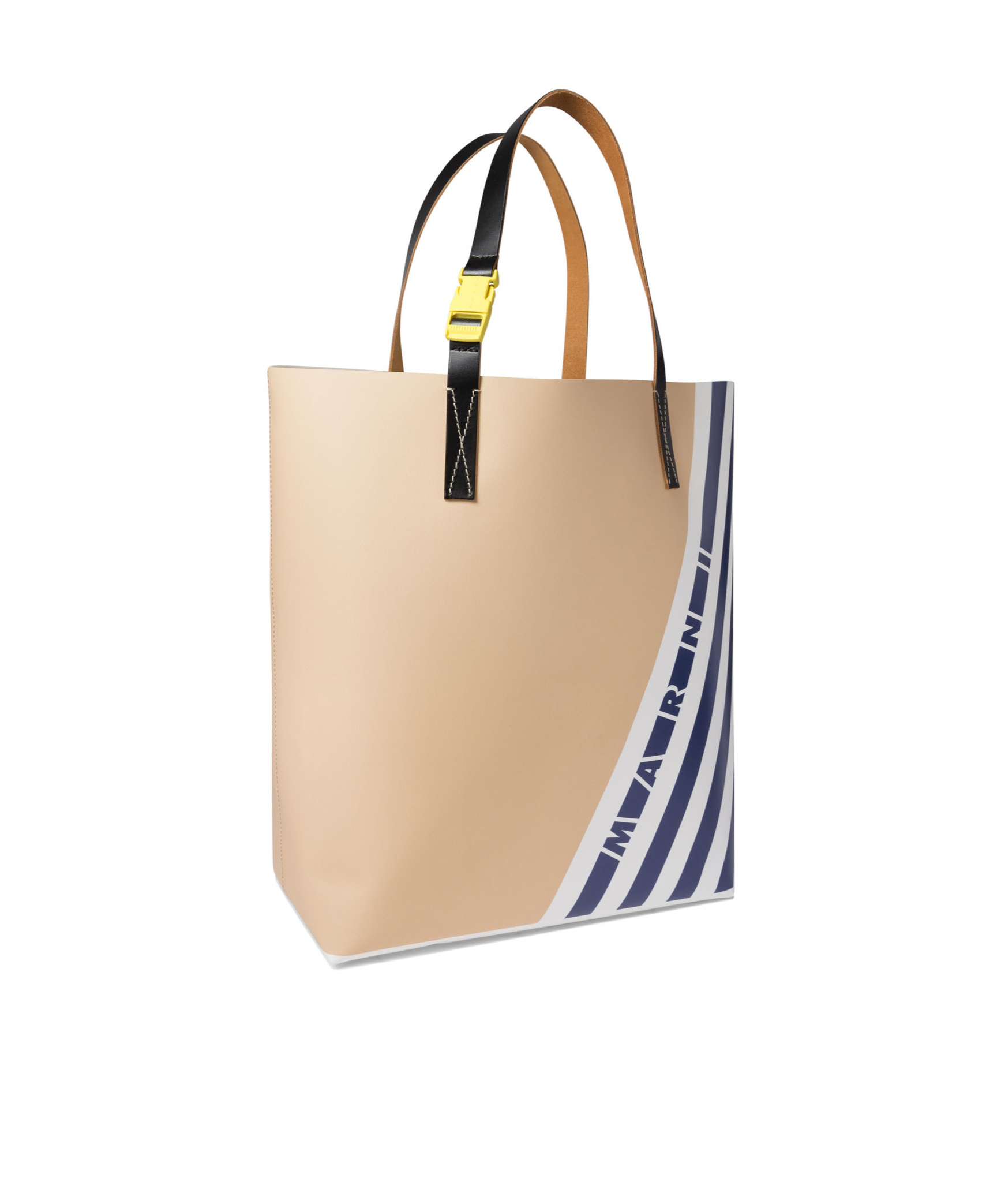 Marni Stripe-detail Buckle Tote Bag In Nude