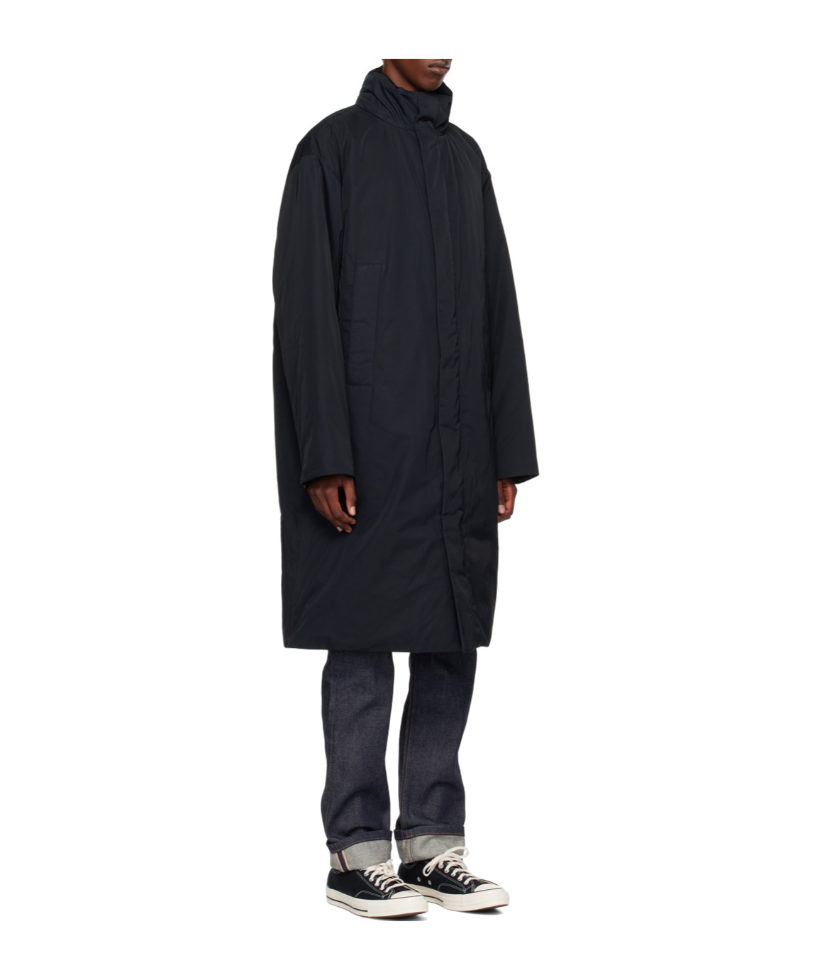 Calvin Klein Stand-collar Long-sleeved Down Jacket In Black