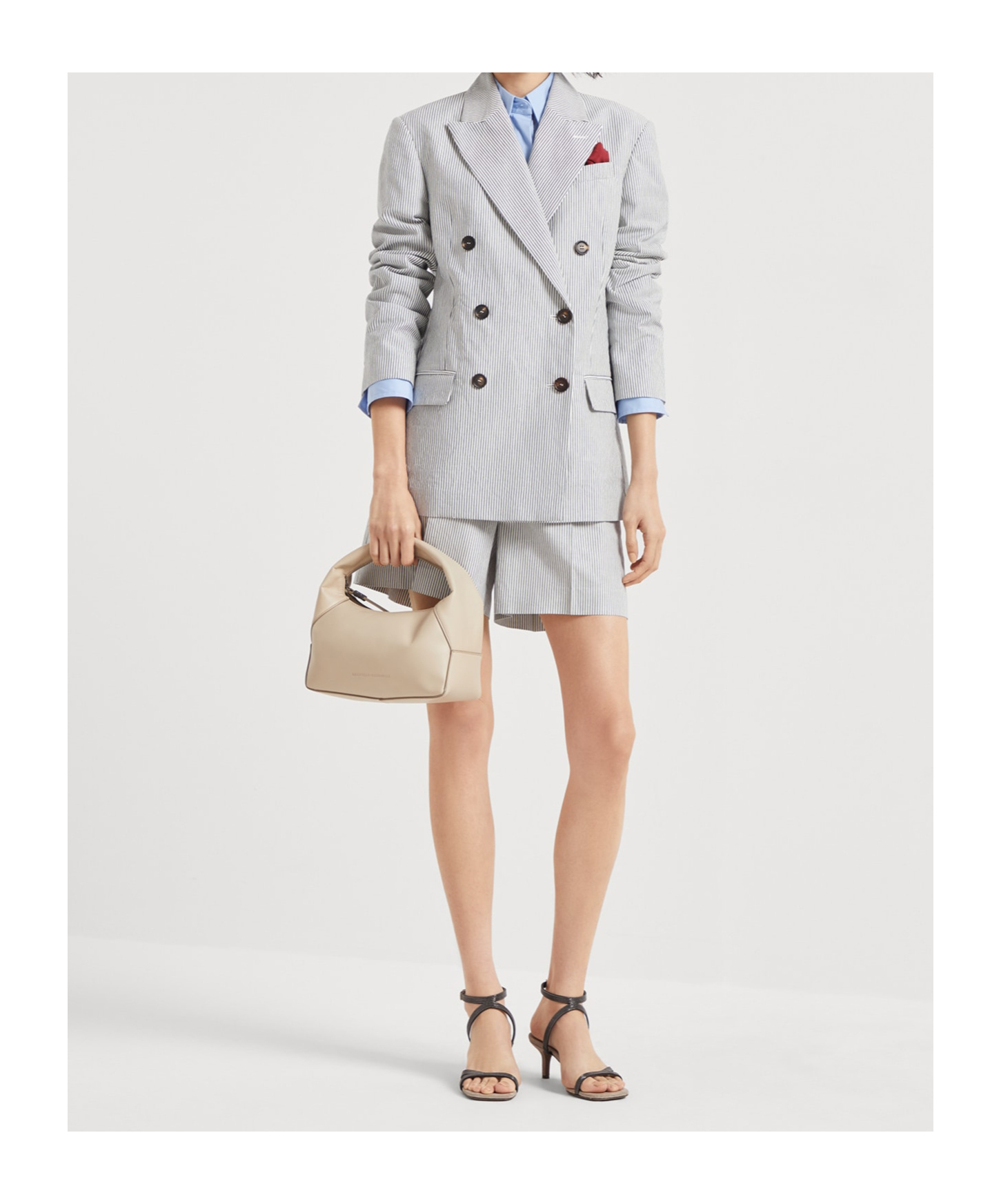 Shop Brunello Cucinelli Monili-embellished Striped Shorts In Multicolor