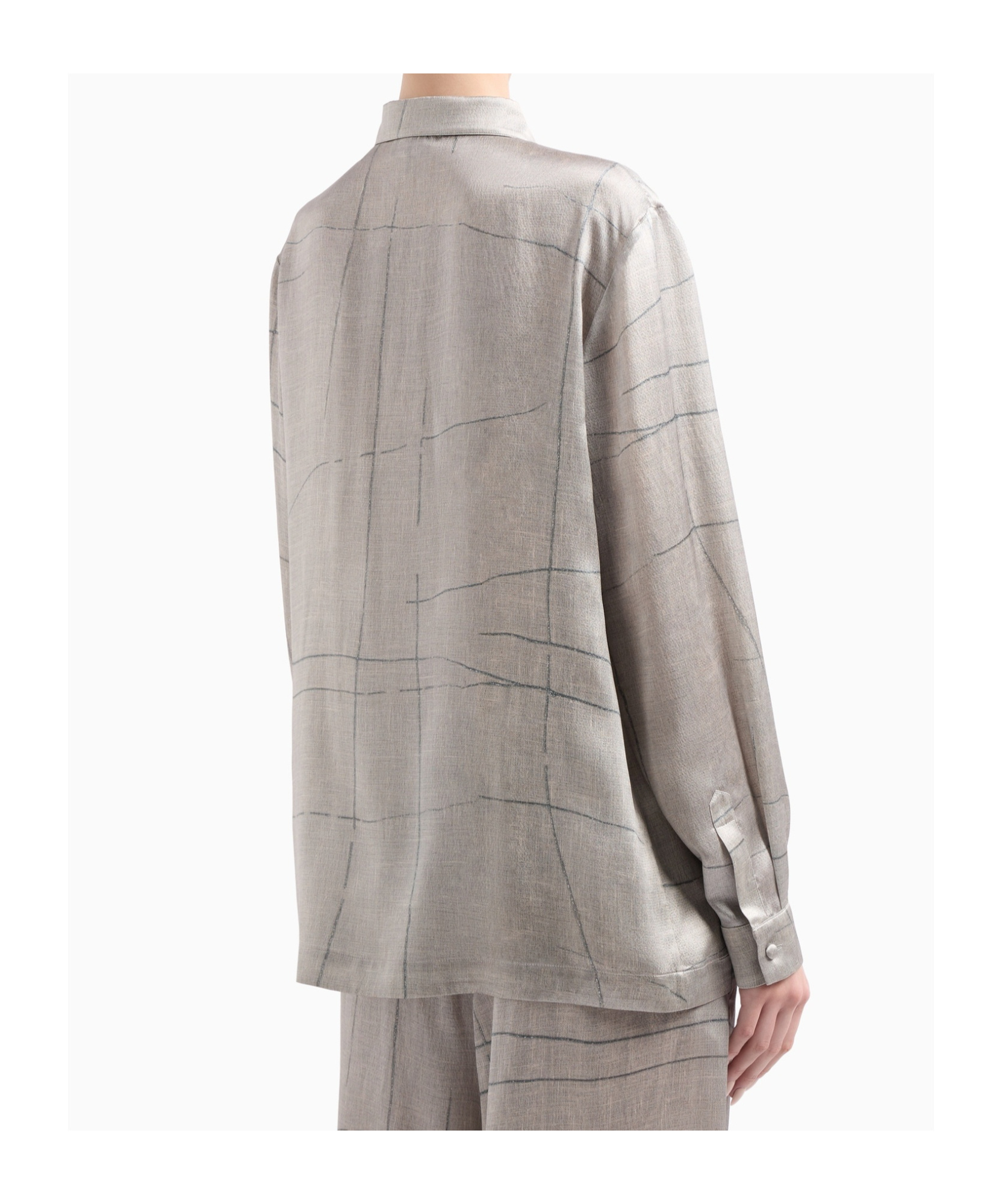 Giorgio Armani Printed Silk Satin Shirt In White