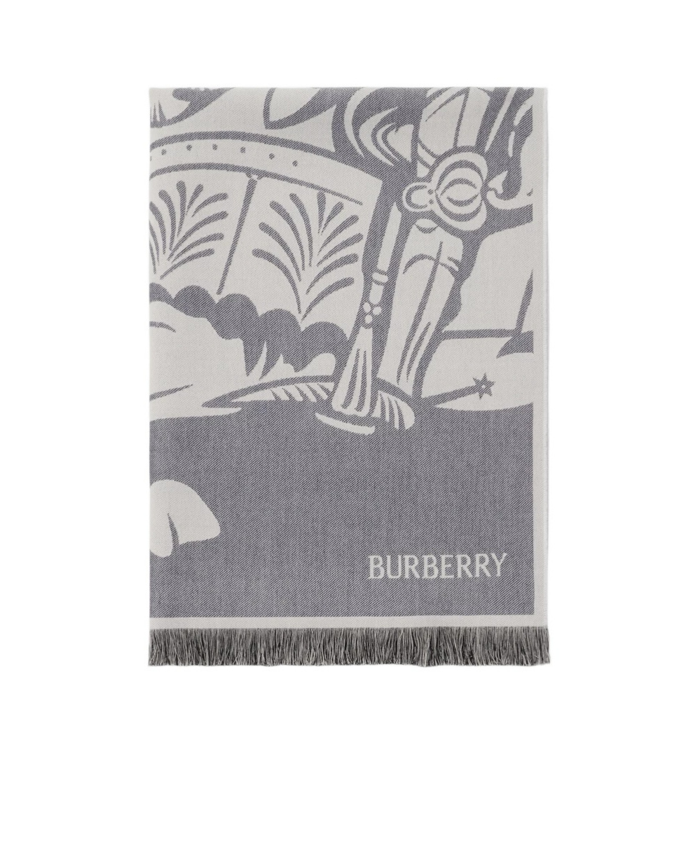 Burberry Ekd Wool Cotton Scarf In Gray