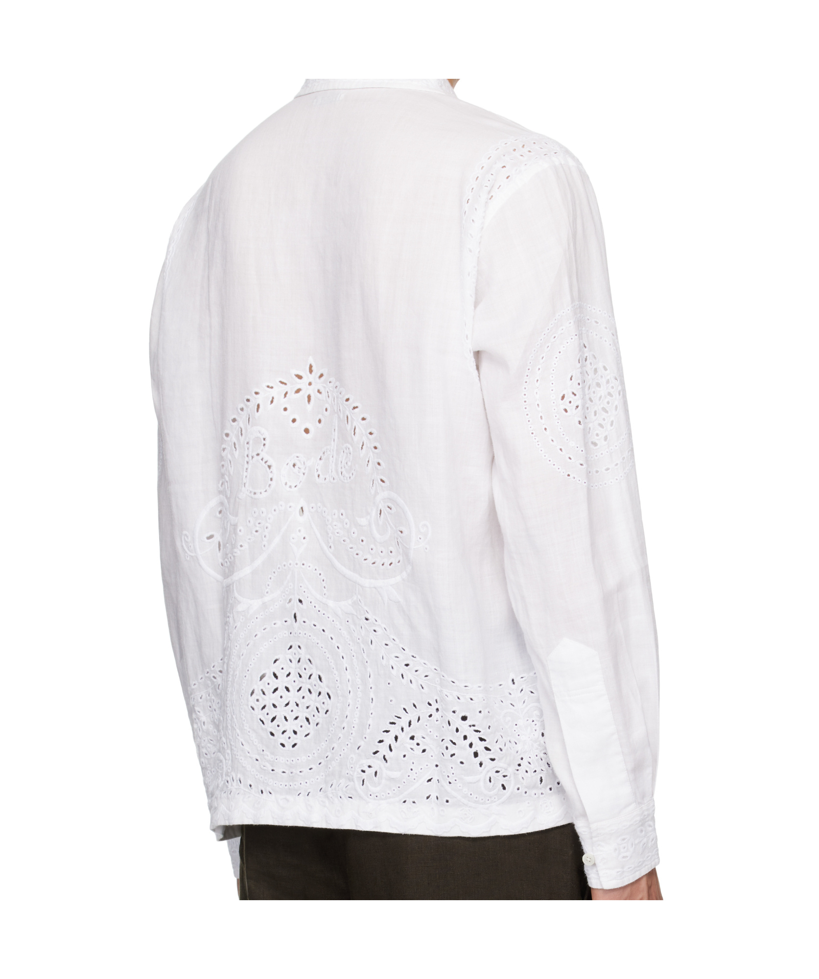 Bode Belvoir Broderie Anglaise Linen Shirt In White