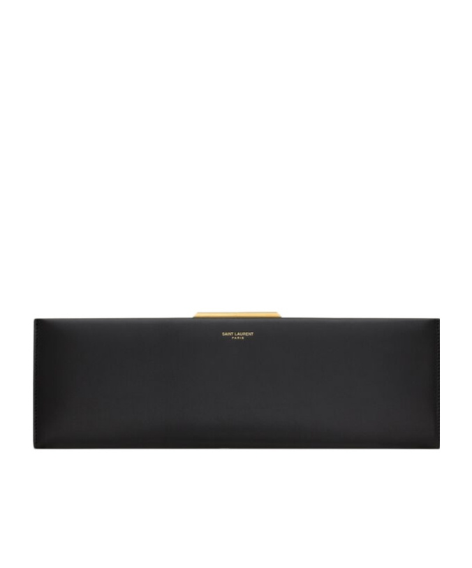 Saint Laurent Midnight Large Clutch In Smooth Leather In Black