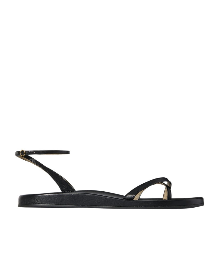 The Row Leather Cross-strap Sandals In Black