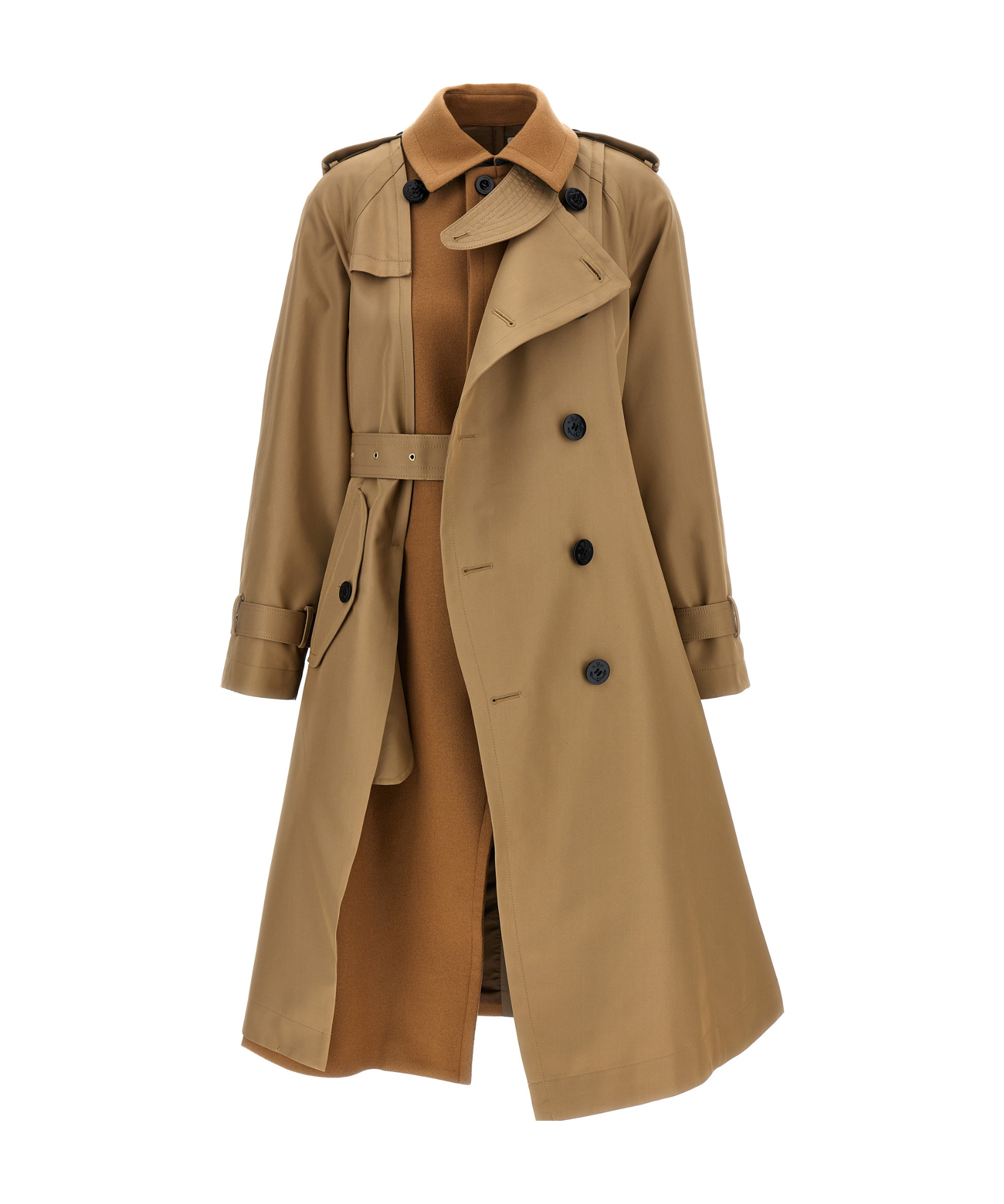 Shop Sacai Panelled Trench Coat In Brown