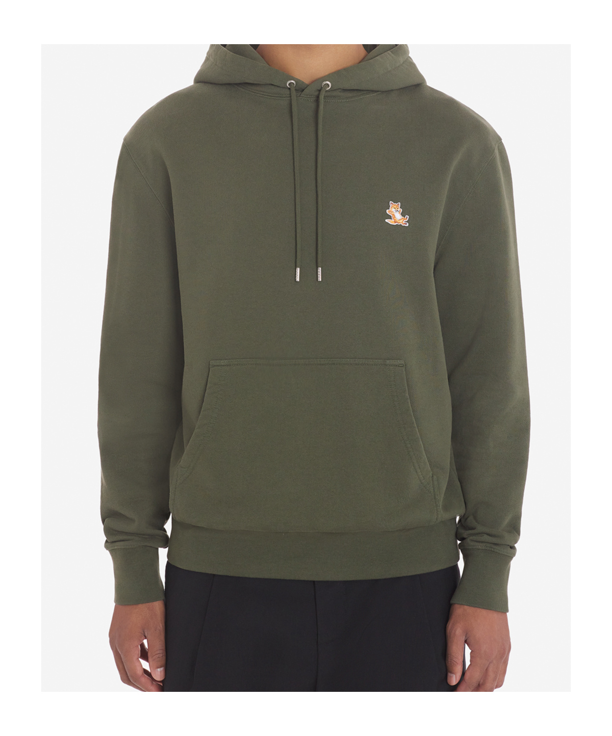 Shop Maison Kitsuné Chillax-fox Motif Cotton Hoodie In Green