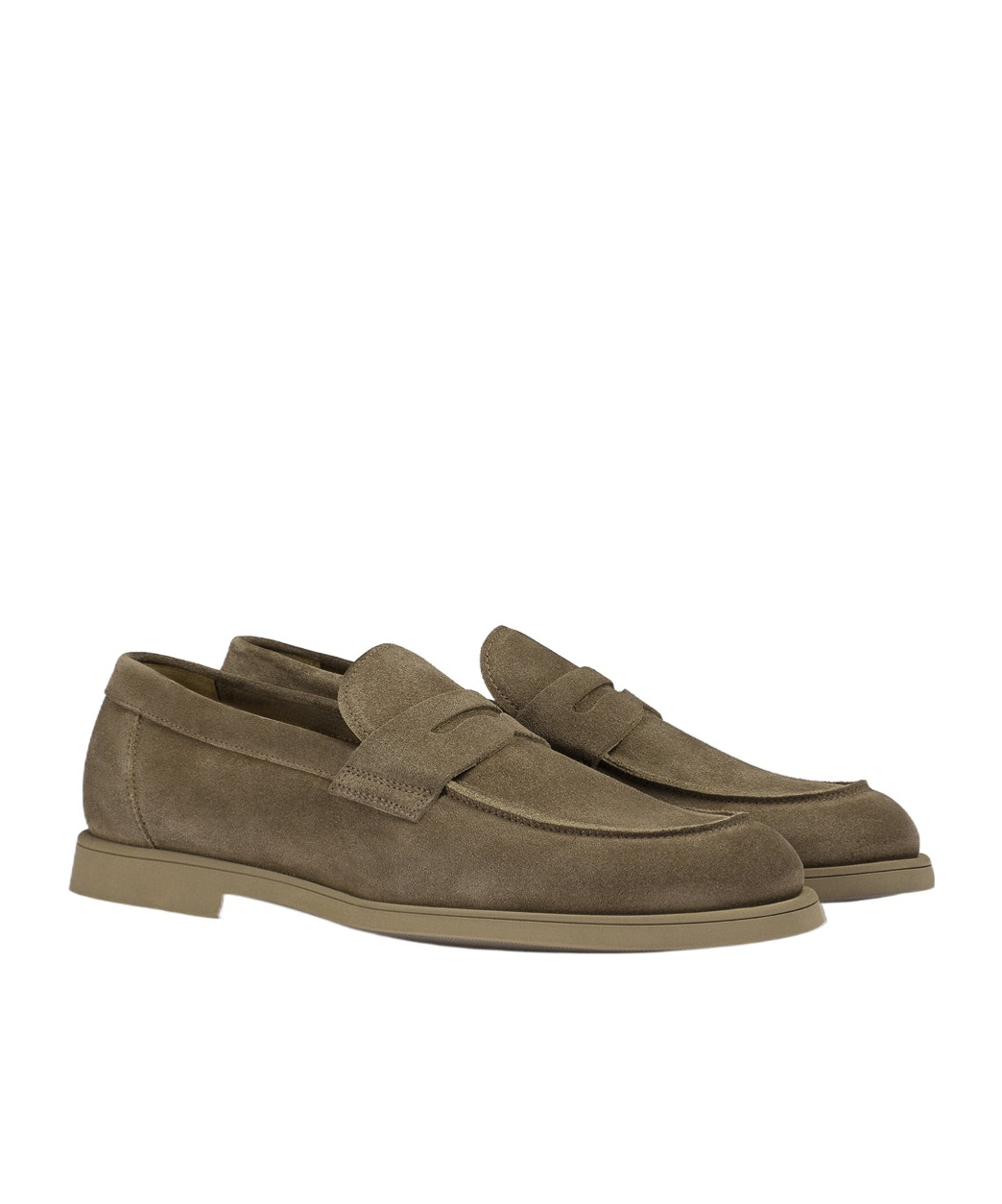 Doucal's Brown Suede Leather Loafers In Green