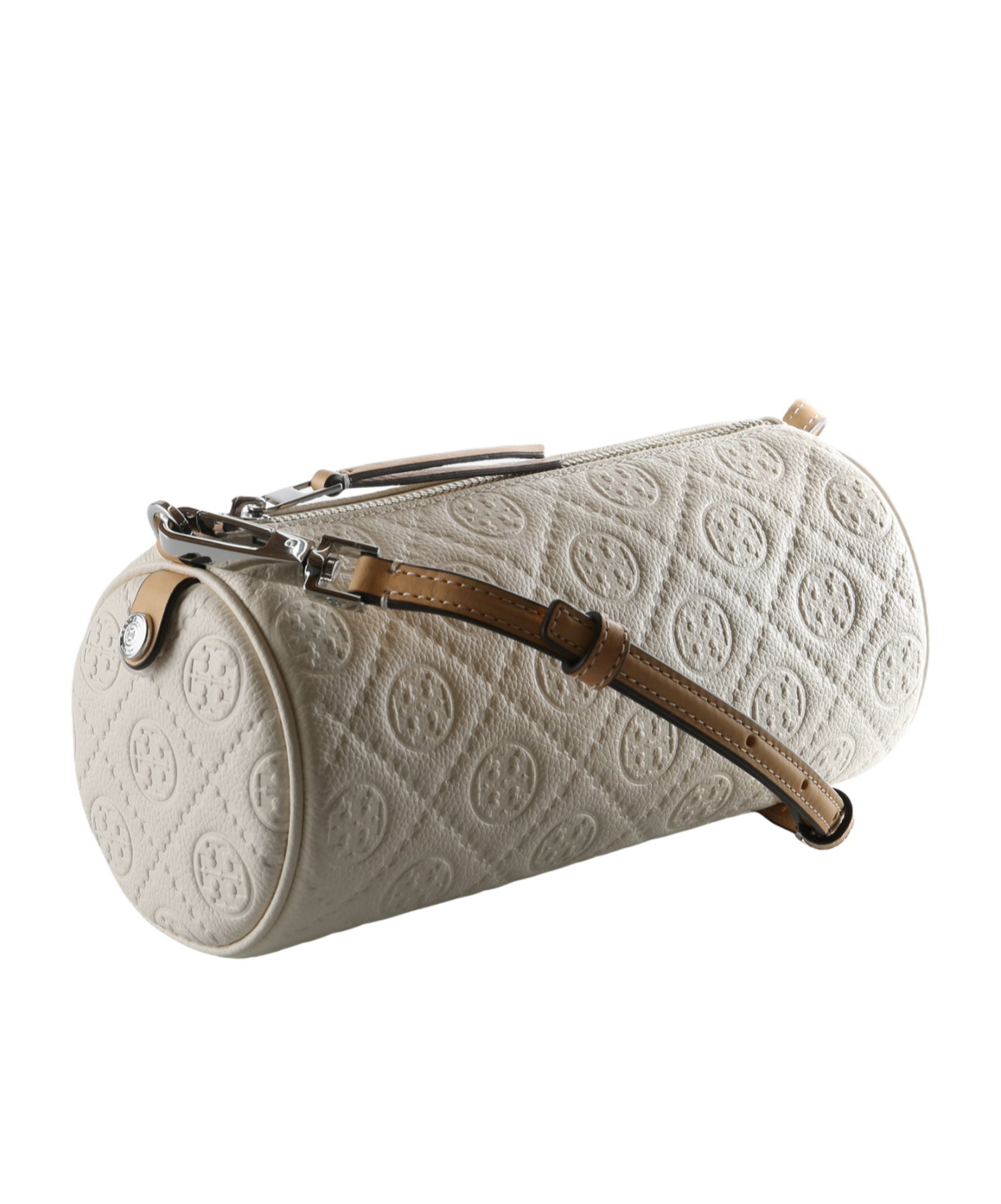 Tory Burch T Monogram Cylinder Bag In White