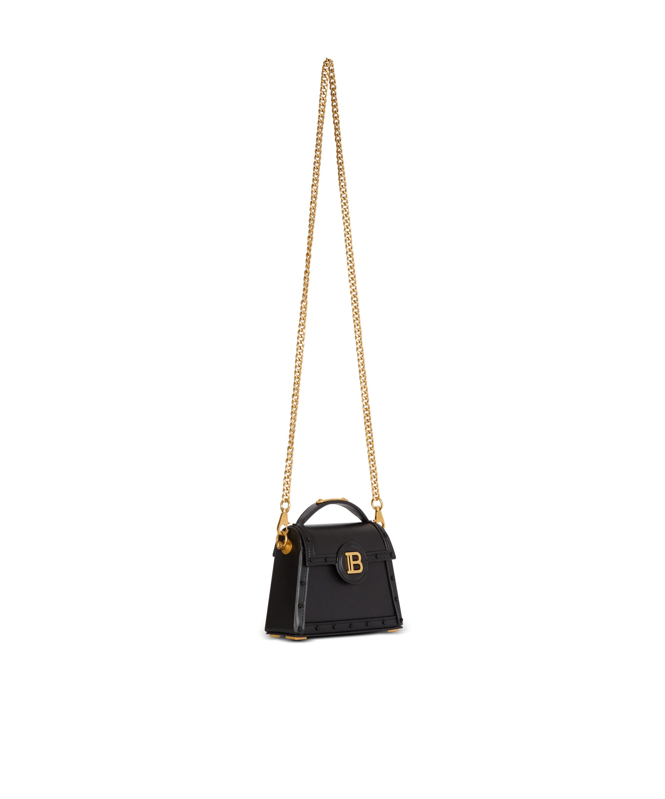 Balmain Small B-buzz Dynasty Leather Shoulder Bag In Black