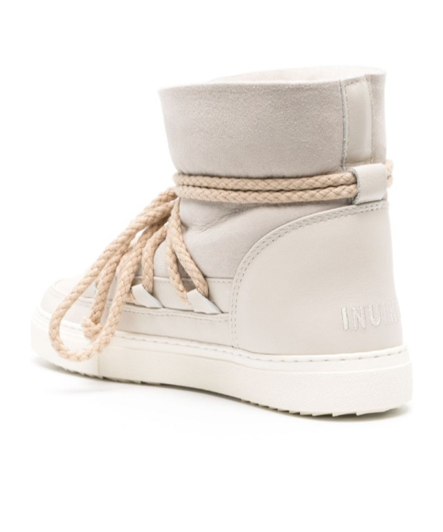 Shop Inuikii Shearling Lace-up Ankle Boots In Nude