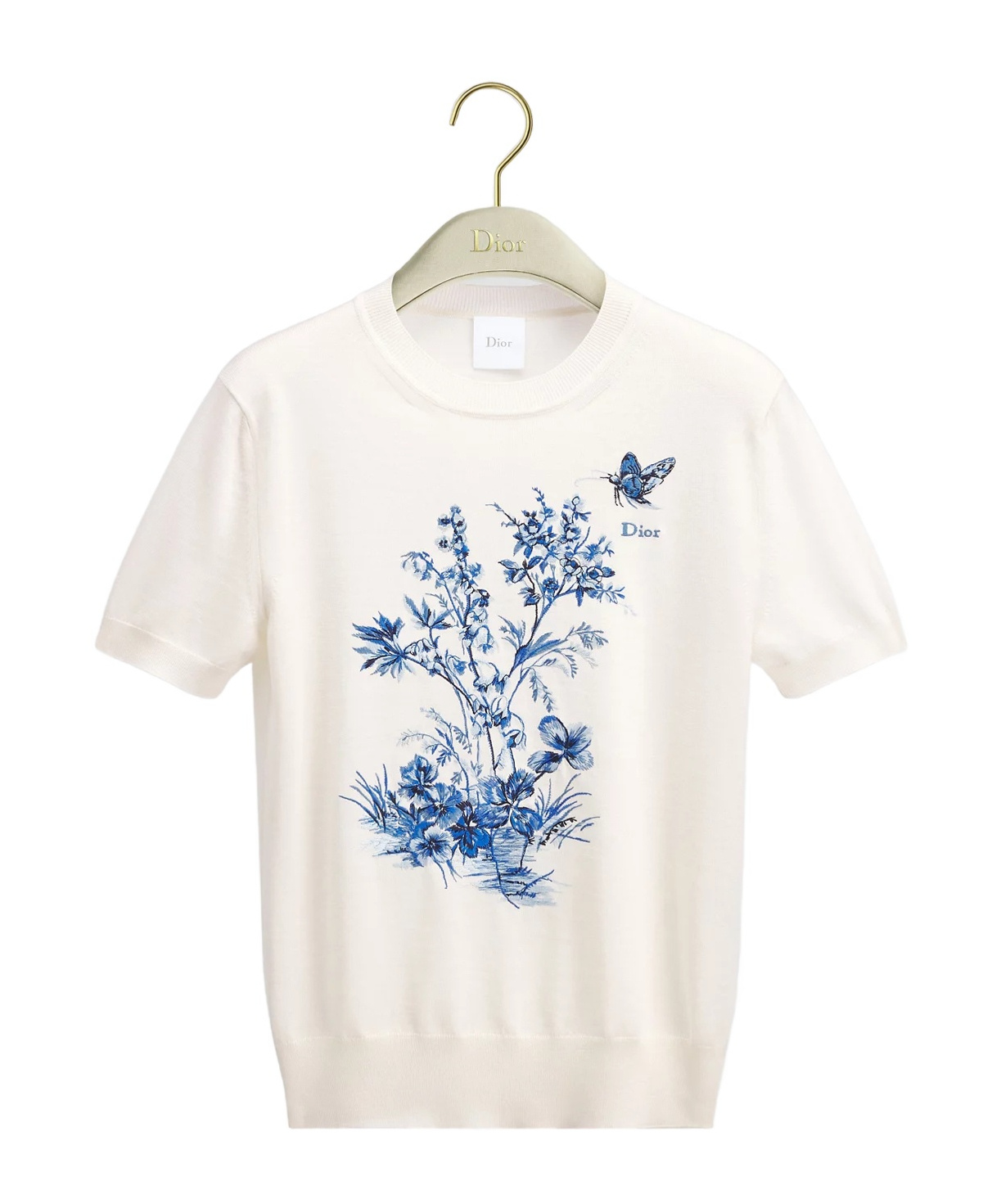 Dior Short-sleeved Embroidered Sweater In White