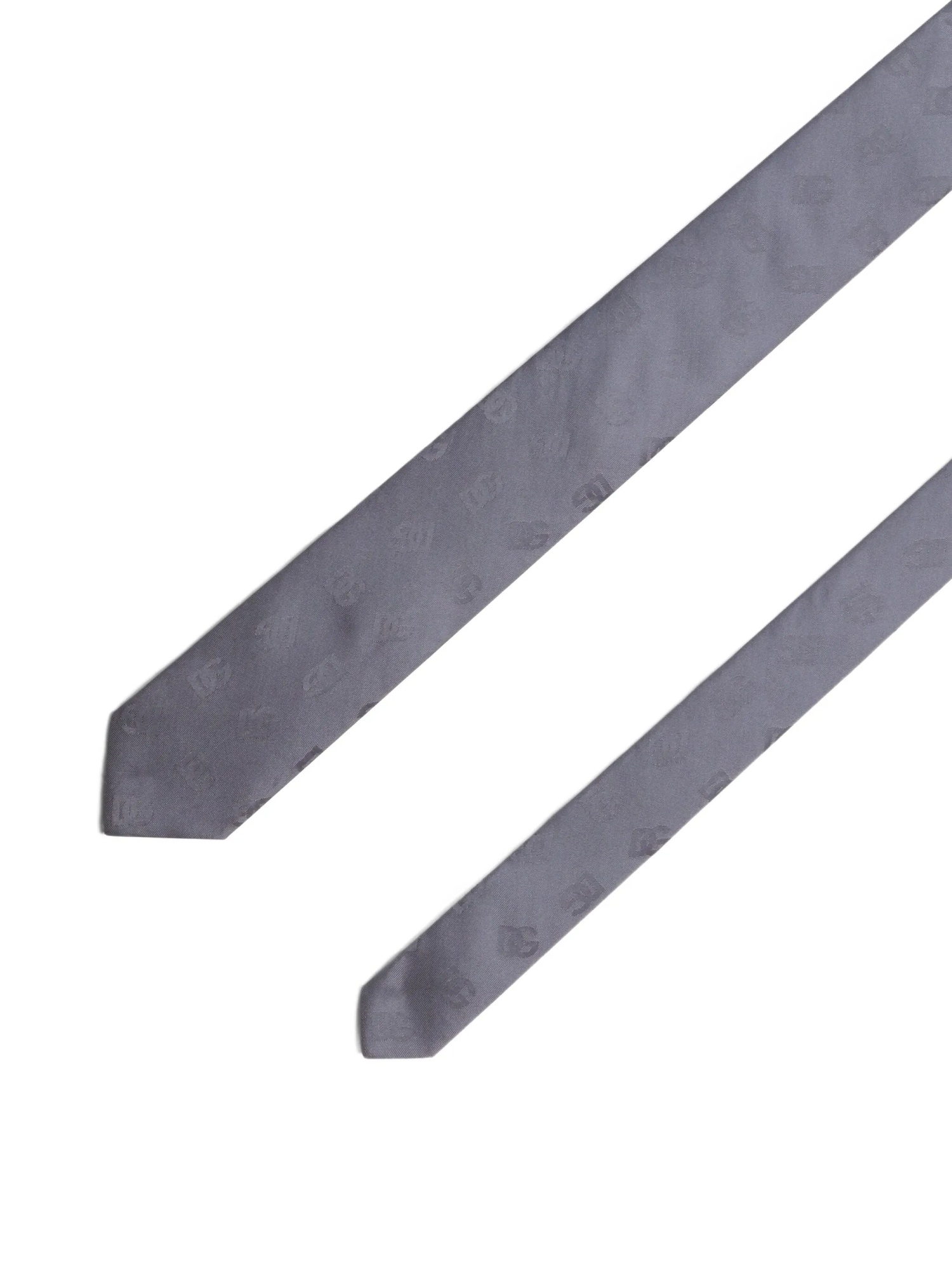 Dolce & Gabbana Dg Logo Jacquard Tie In Gray