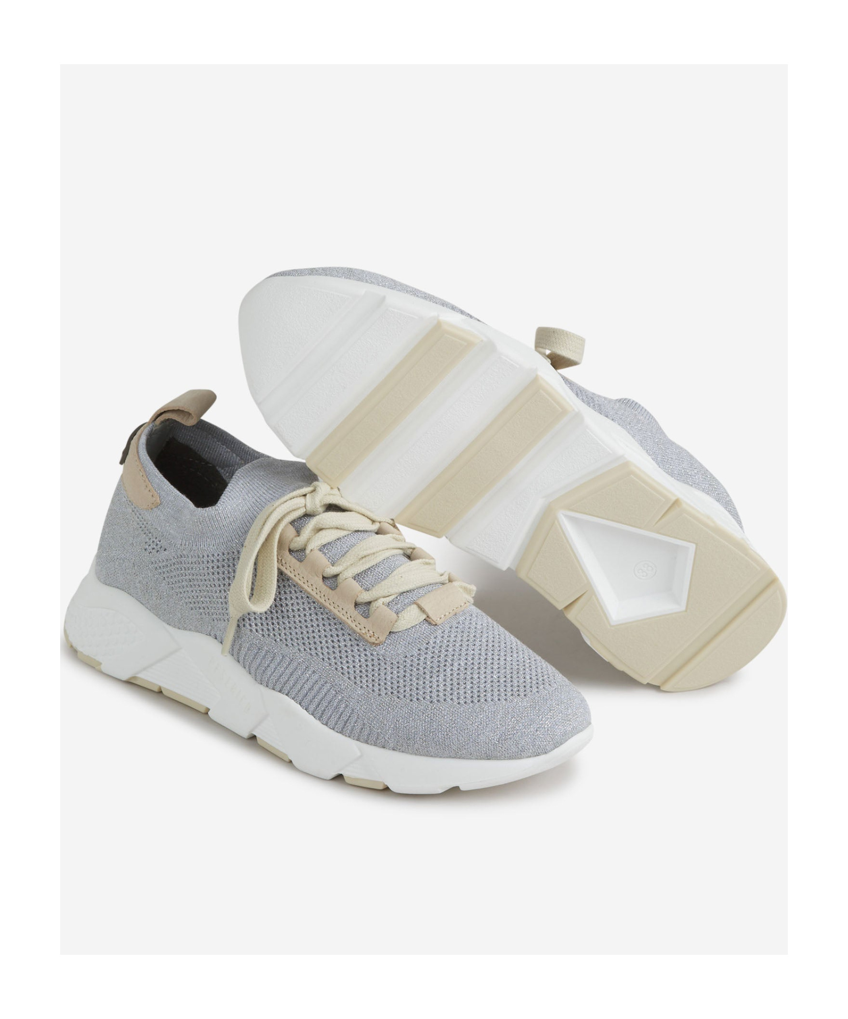Peserico Lurex Knitted Sneakers In Gray