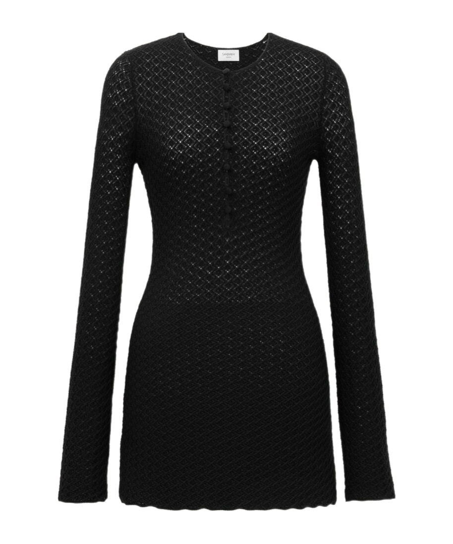 Saint Laurent Long-sleeved Dress In Black