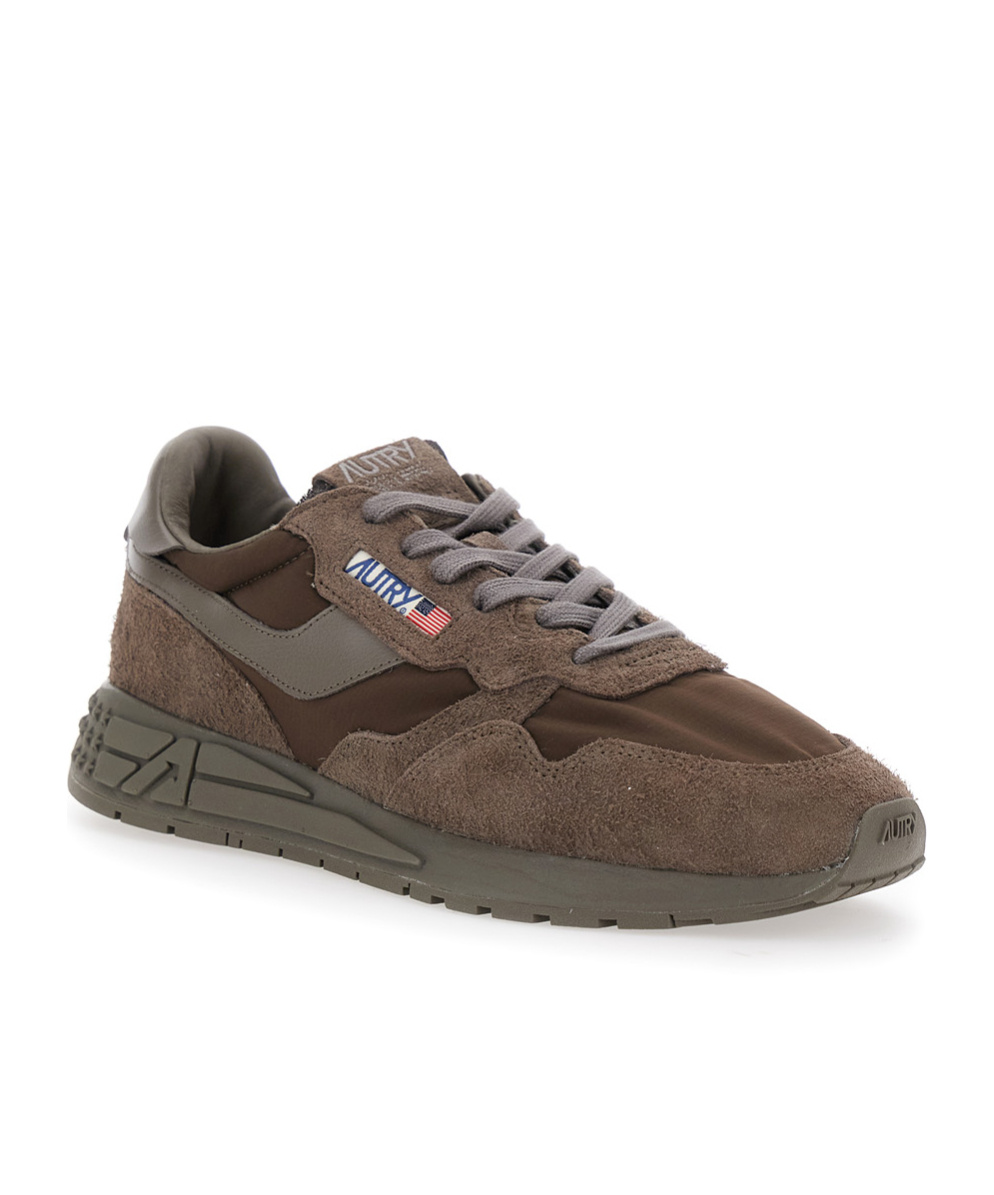 Autry Reelwind Brown Low Top Sneakers With Logo Patch Ontongue And Side In Suede Man